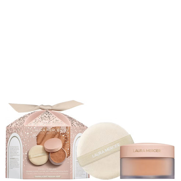 LAURA MERCIER - Divinely Flawless Translucent Loose Setting Powder & Puff Tono Translucent Medium Deep
